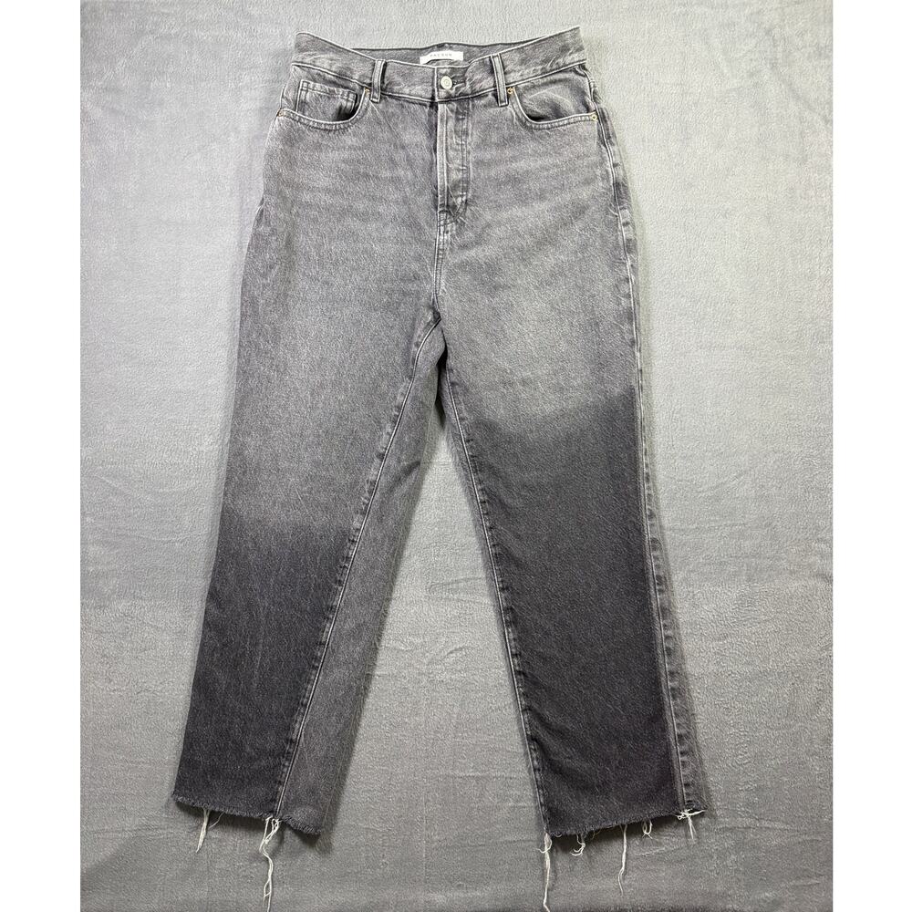 Pacsun High Rise Straight Women’s Jeans Black Denim Two-Tone Size 28 Fray Hem‎
